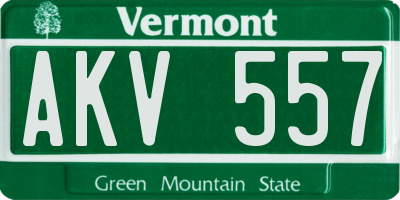 VT license plate AKV557