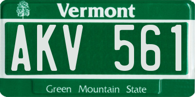 VT license plate AKV561