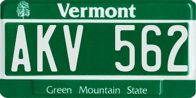 VT license plate AKV562
