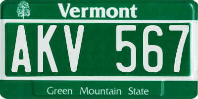 VT license plate AKV567