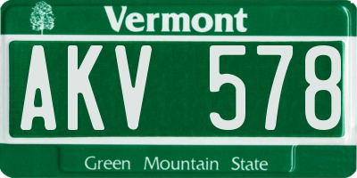 VT license plate AKV578