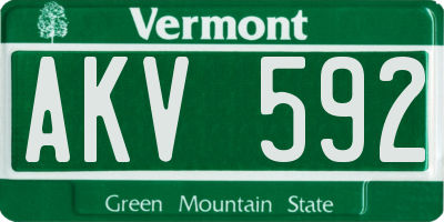 VT license plate AKV592