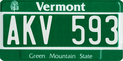 VT license plate AKV593