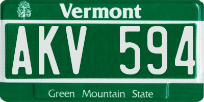 VT license plate AKV594