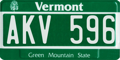 VT license plate AKV596