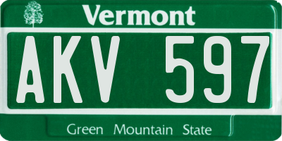VT license plate AKV597