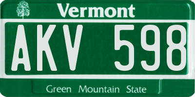 VT license plate AKV598