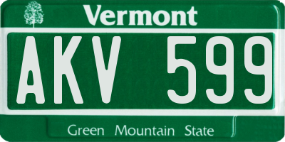 VT license plate AKV599
