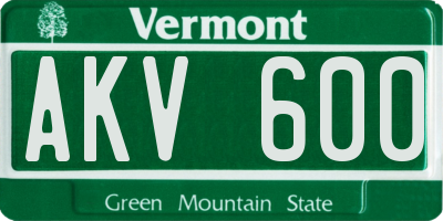 VT license plate AKV600
