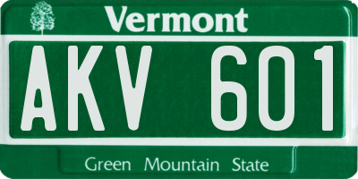 VT license plate AKV601