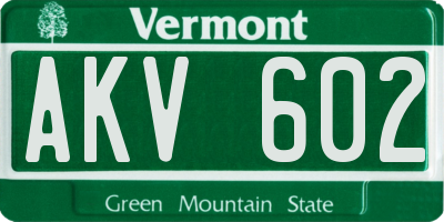 VT license plate AKV602