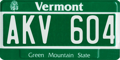 VT license plate AKV604