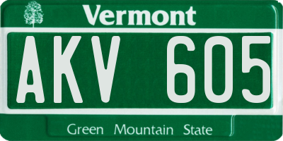 VT license plate AKV605