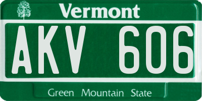 VT license plate AKV606