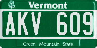 VT license plate AKV609