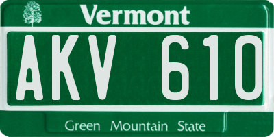 VT license plate AKV610