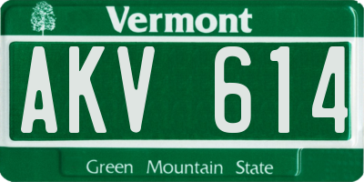 VT license plate AKV614