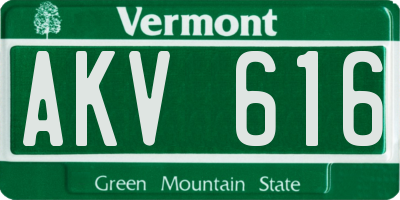 VT license plate AKV616