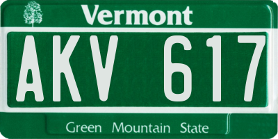 VT license plate AKV617