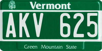 VT license plate AKV625