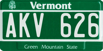 VT license plate AKV626