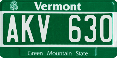 VT license plate AKV630