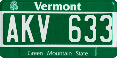 VT license plate AKV633