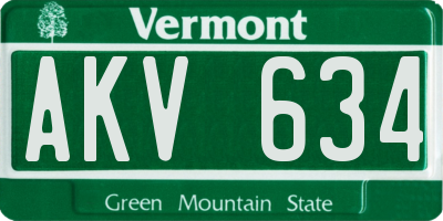 VT license plate AKV634