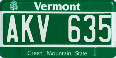 VT license plate AKV635