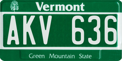 VT license plate AKV636