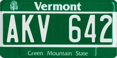 VT license plate AKV642
