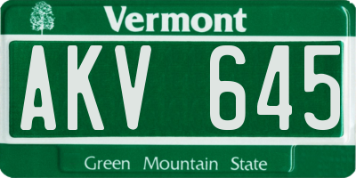 VT license plate AKV645