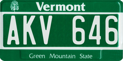 VT license plate AKV646