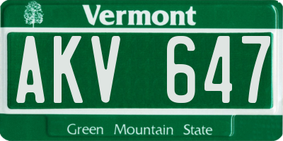 VT license plate AKV647