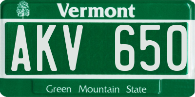VT license plate AKV650