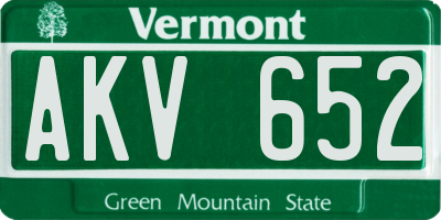 VT license plate AKV652