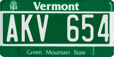 VT license plate AKV654
