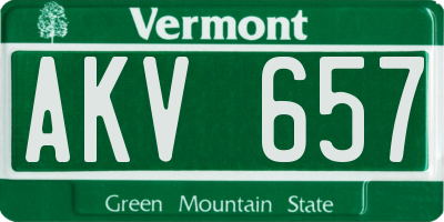 VT license plate AKV657
