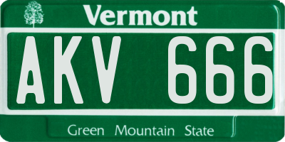 VT license plate AKV666