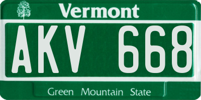 VT license plate AKV668