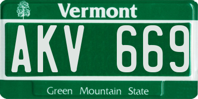 VT license plate AKV669