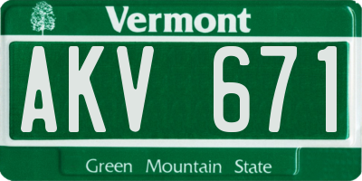 VT license plate AKV671
