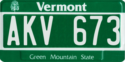 VT license plate AKV673