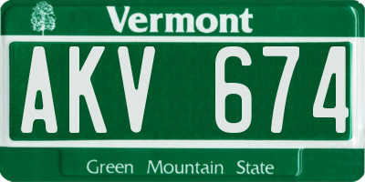 VT license plate AKV674
