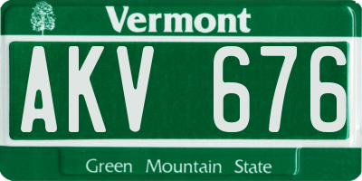 VT license plate AKV676