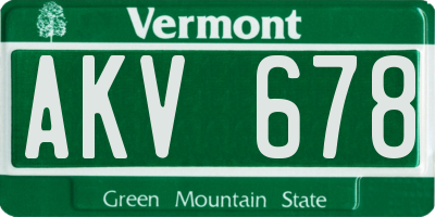 VT license plate AKV678