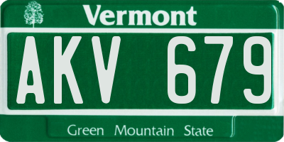 VT license plate AKV679