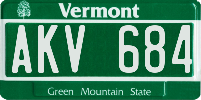 VT license plate AKV684