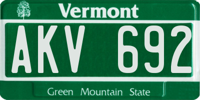 VT license plate AKV692