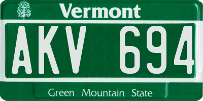 VT license plate AKV694